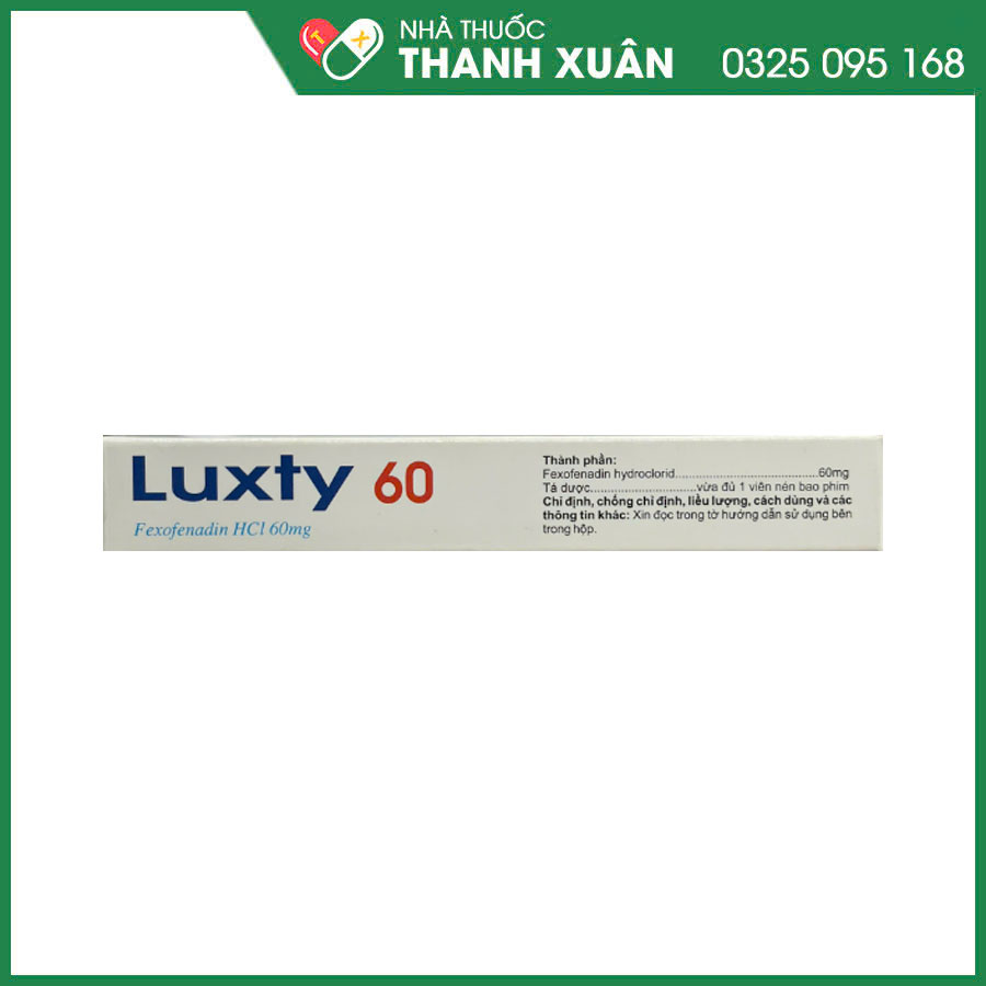 Luxty 60 thuốc điều trị viêm mũi dị ứng theo mùa, mày đay mạn tính vô căn